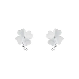 925 Silver Cat's Eye Four Leaf Clover Earrings