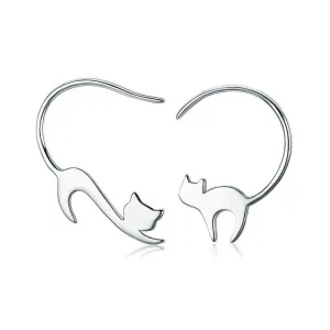 925 Sterling Silver Cute Cat Stud Earrings for Women