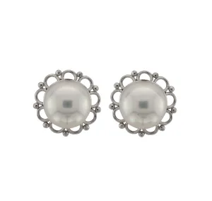 9ct White Gold Pearl Earrings