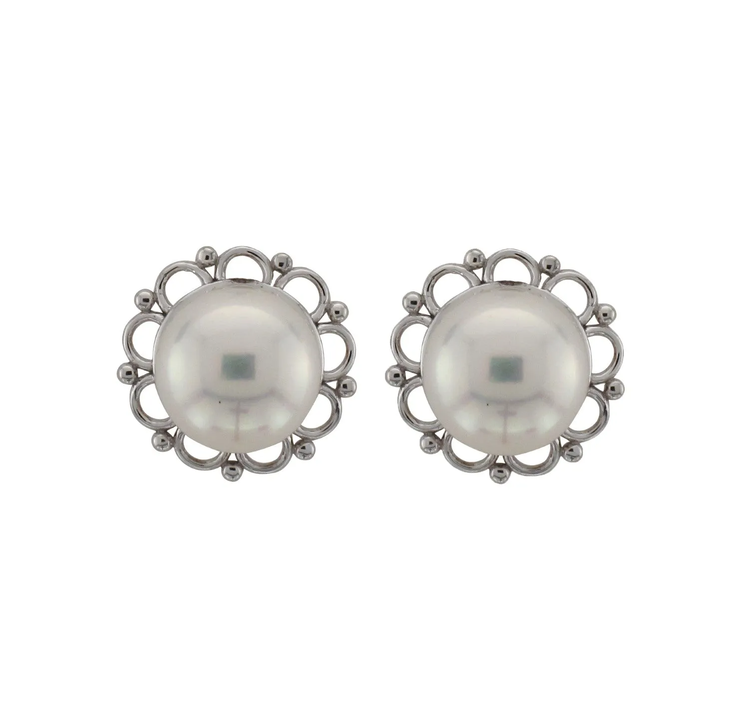 9ct White Gold Pearl Earrings