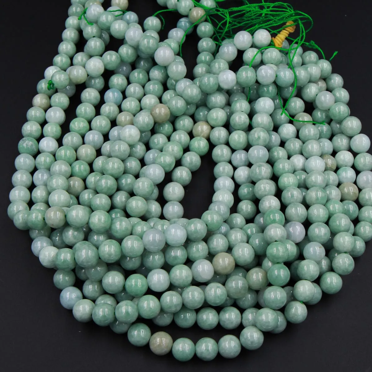 A  Grade Natural Burmese Jade 8mm 10mm Round Beads Juicy Green Burma Jade Round Beads 16" Strand