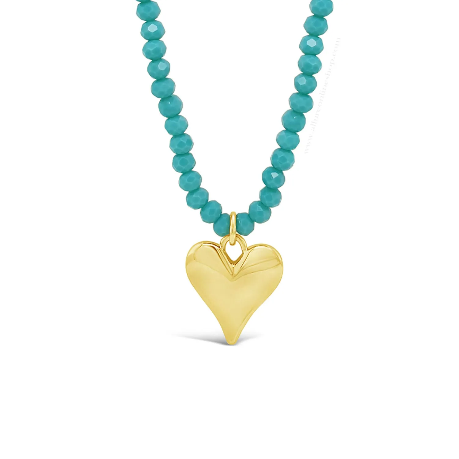 Absolute Jewellery Heart Turquoise Beaded Necklace N2195TQ