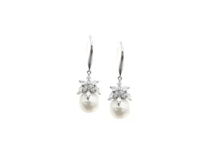 Andrea - Pretty Crystal Pearl Bridal Drop Earrings