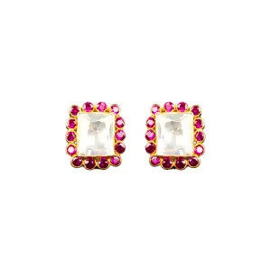 Asp Moissanite Polki Stud Earrings Set