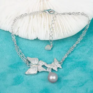 b030118  DIY 7-8mm Natural Freshwater pearl bracelet accessory 925 sterling silver adjustable chain bracelet for women