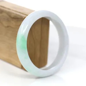 Baikalla Genuine White & Green Burmese Jadeite Jade Bangle Bracelet (62.43mm) #383