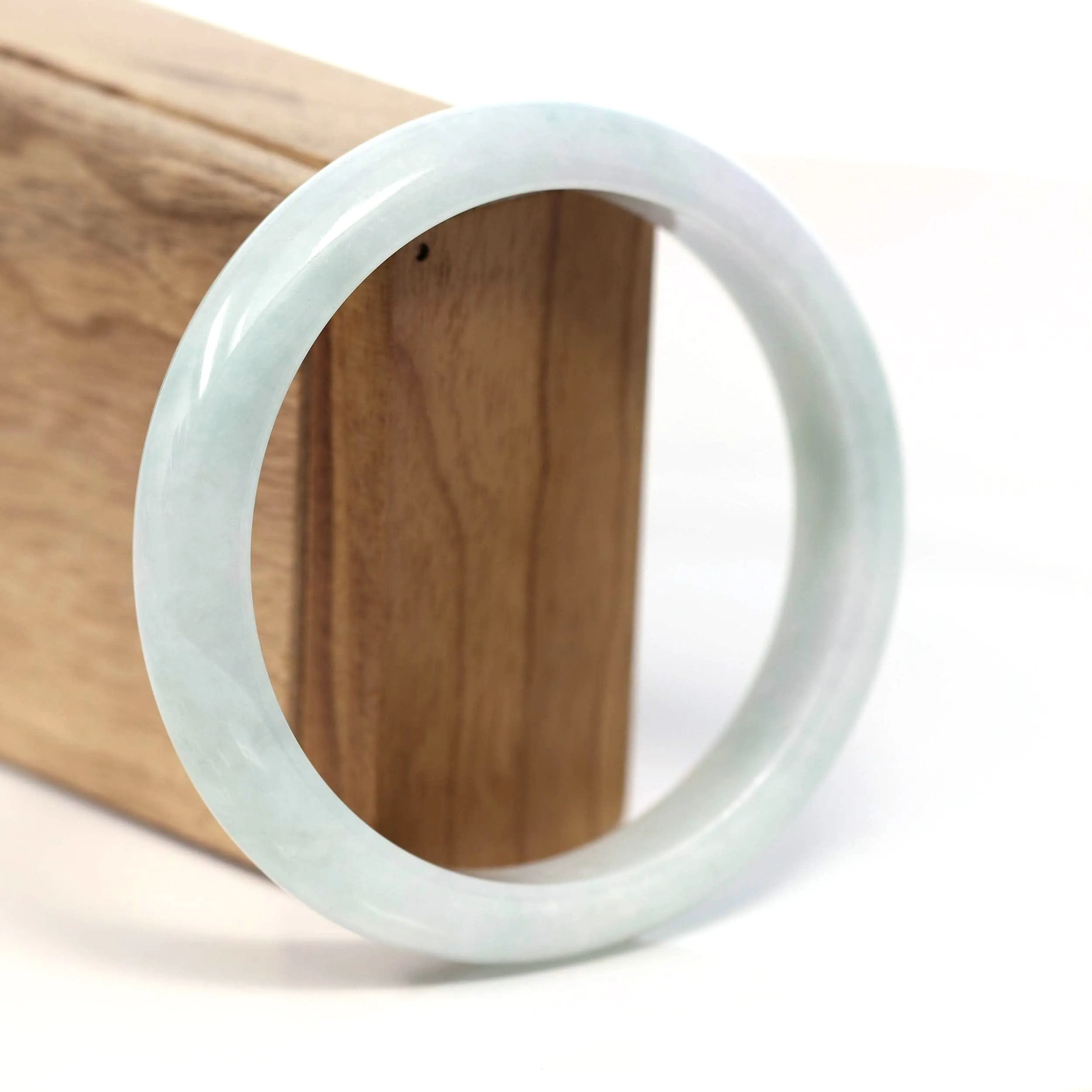 Baikalla Genuine White & Green Burmese Jadeite Jade Bangle Bracelet (62.67mm) #T216