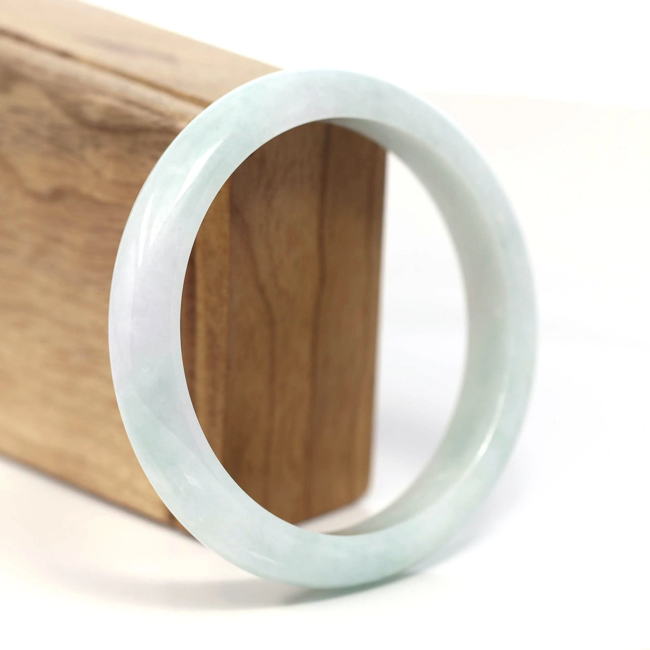 Baikalla Genuine White & Green Burmese Jadeite Jade Bangle Bracelet (62.67mm) #T216