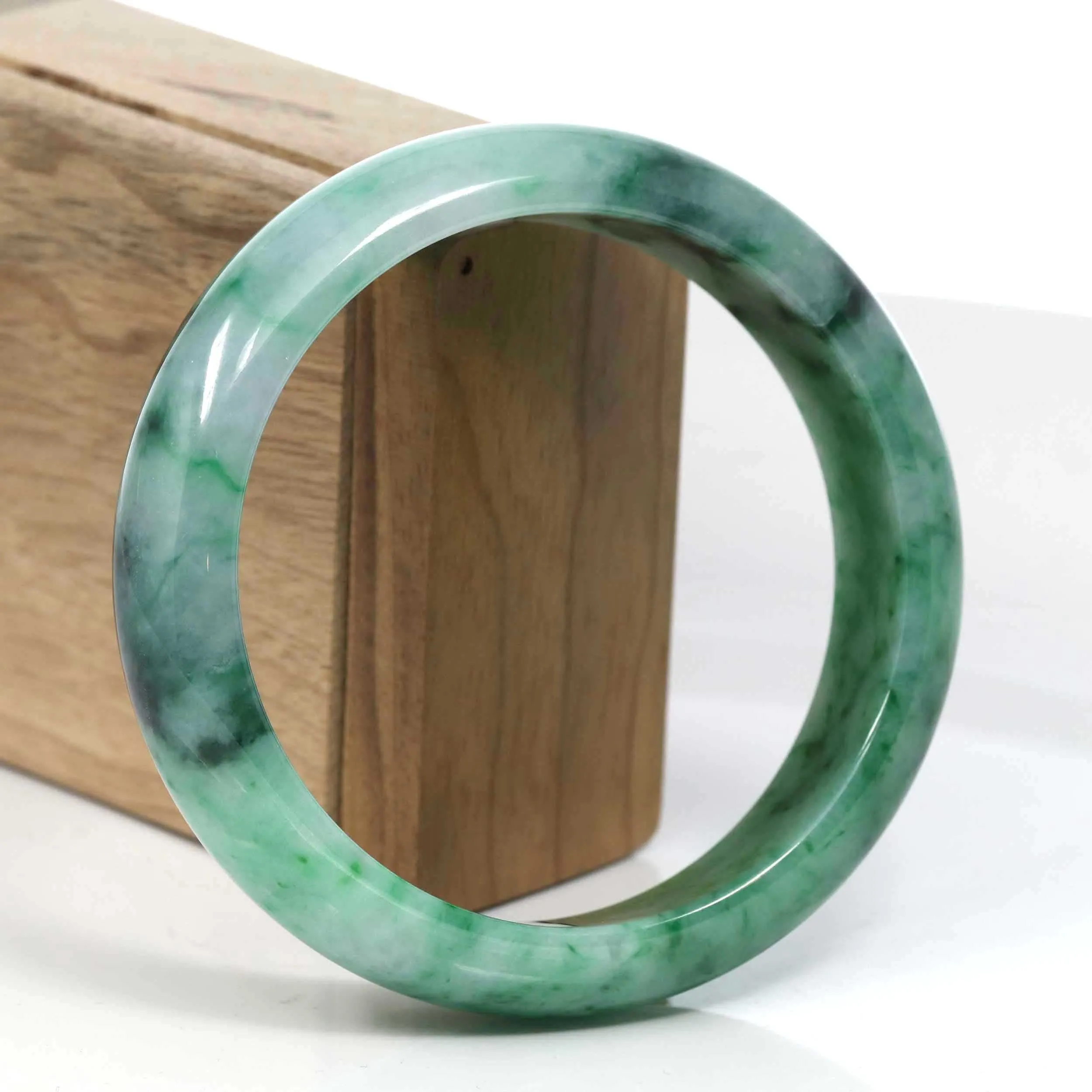 Baikalla Green Classic Real Jadeite Jade Bangle Bracelet (63.61mm) #389