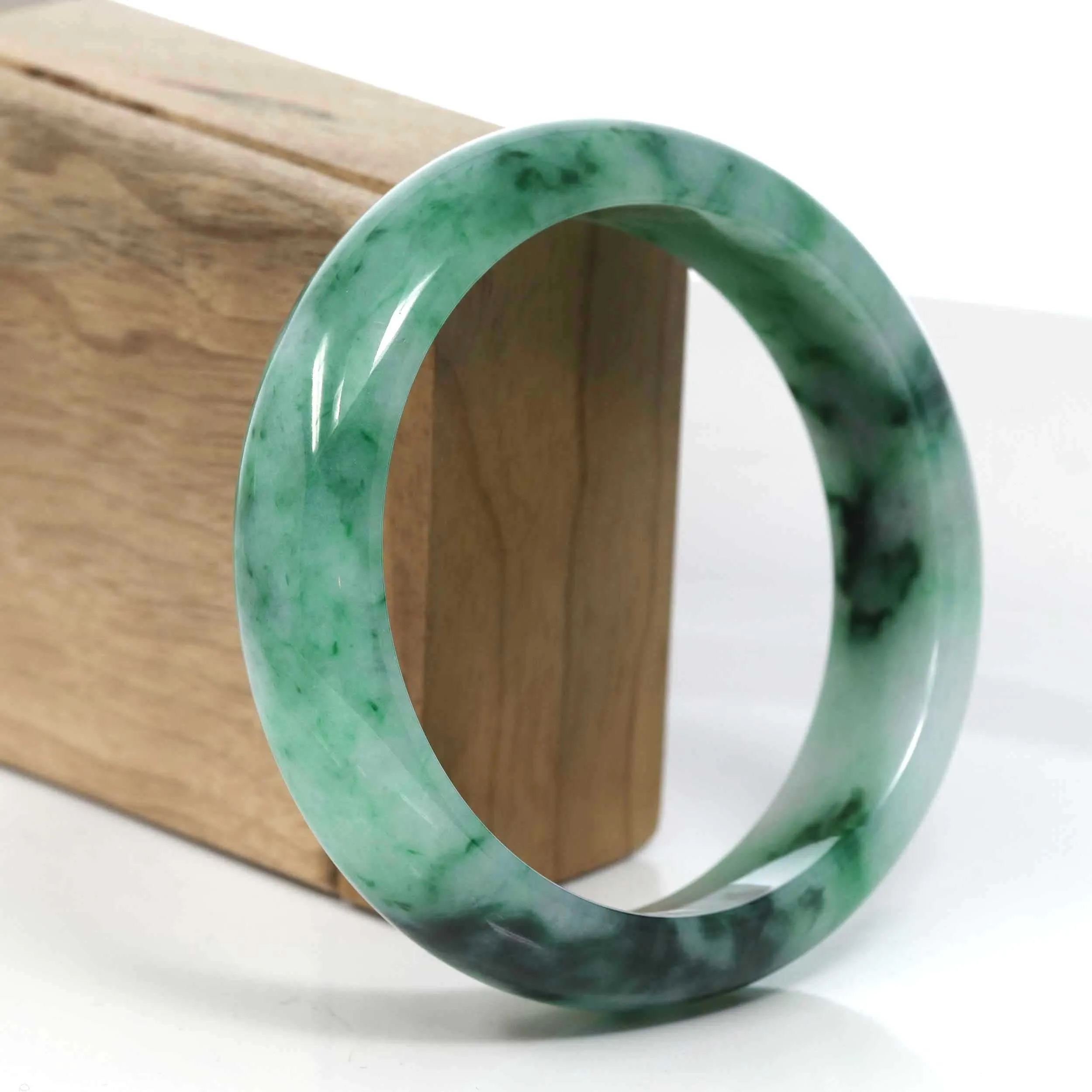 Baikalla Green Classic Real Jadeite Jade Bangle Bracelet (63.61mm) #389