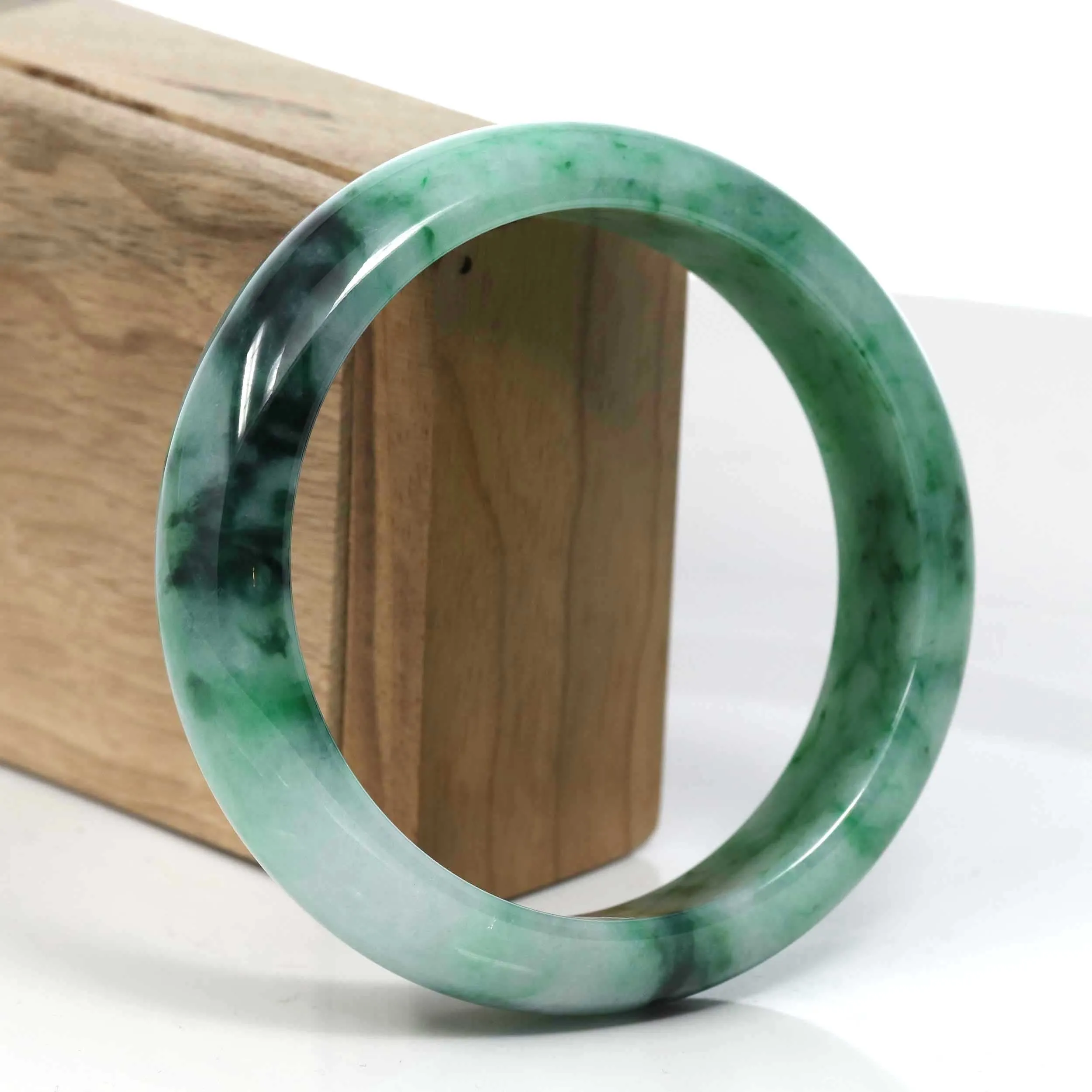 Baikalla Green Classic Real Jadeite Jade Bangle Bracelet (63.61mm) #389