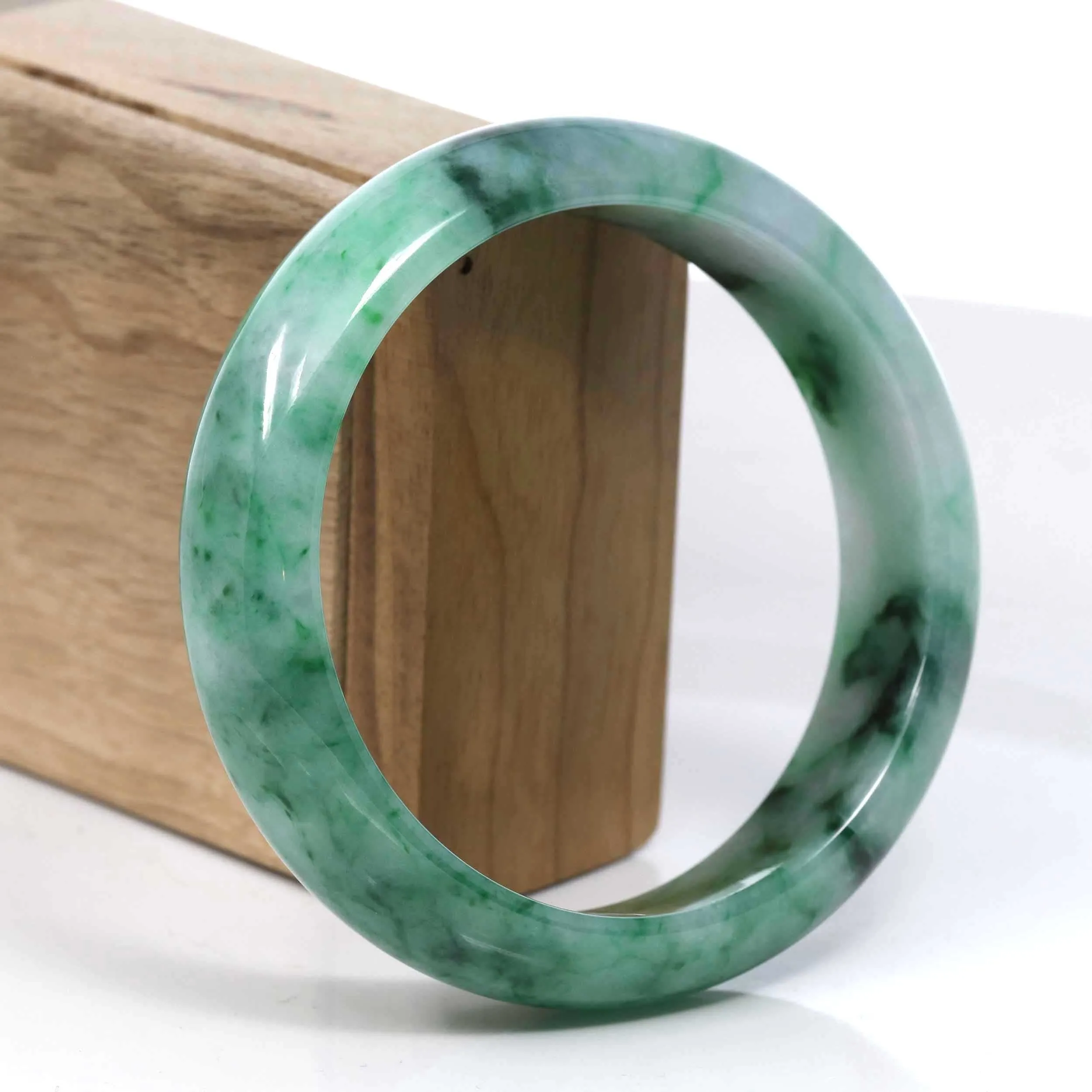 Baikalla Green Classic Real Jadeite Jade Bangle Bracelet (63.61mm) #389