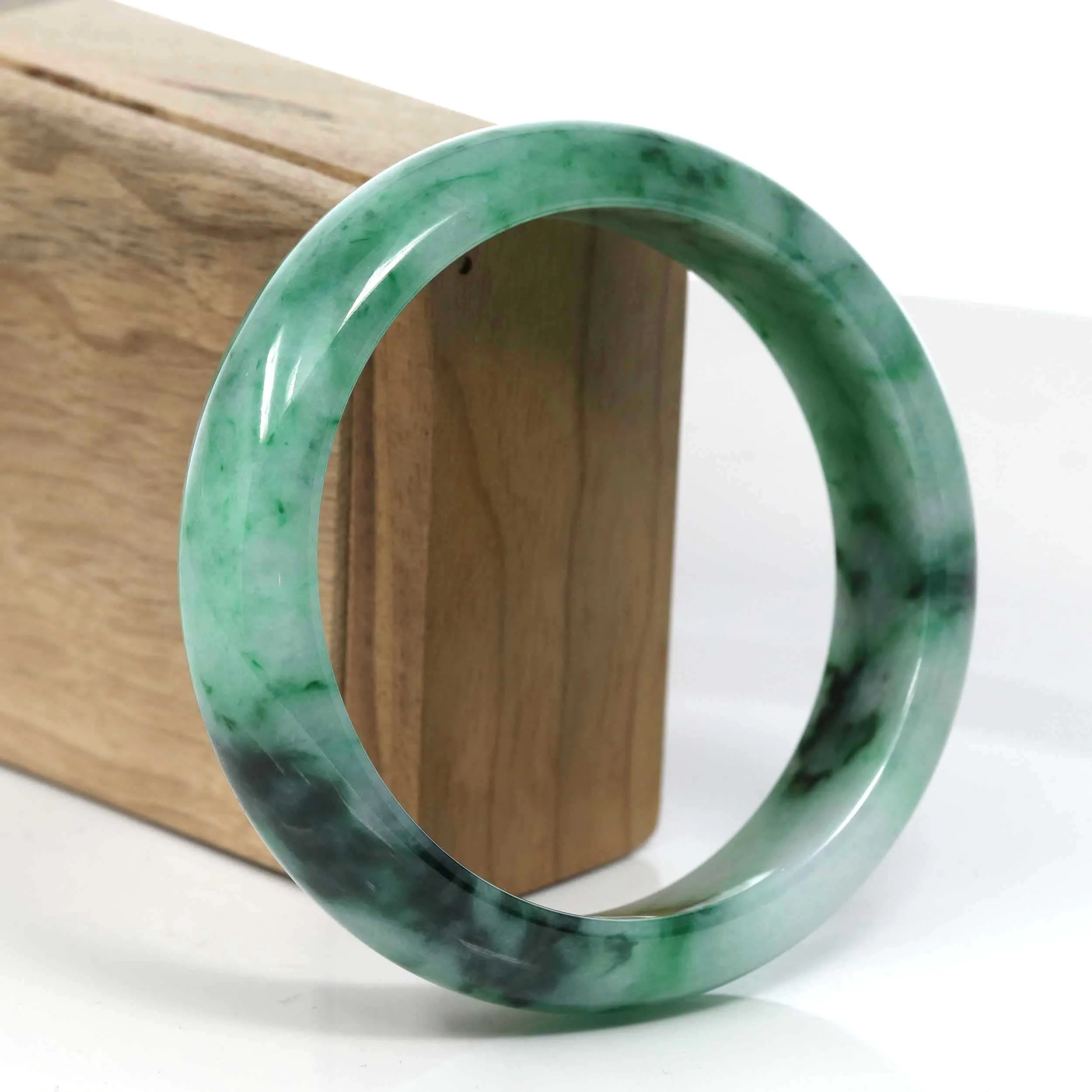 Baikalla Green Classic Real Jadeite Jade Bangle Bracelet (63.61mm) #389