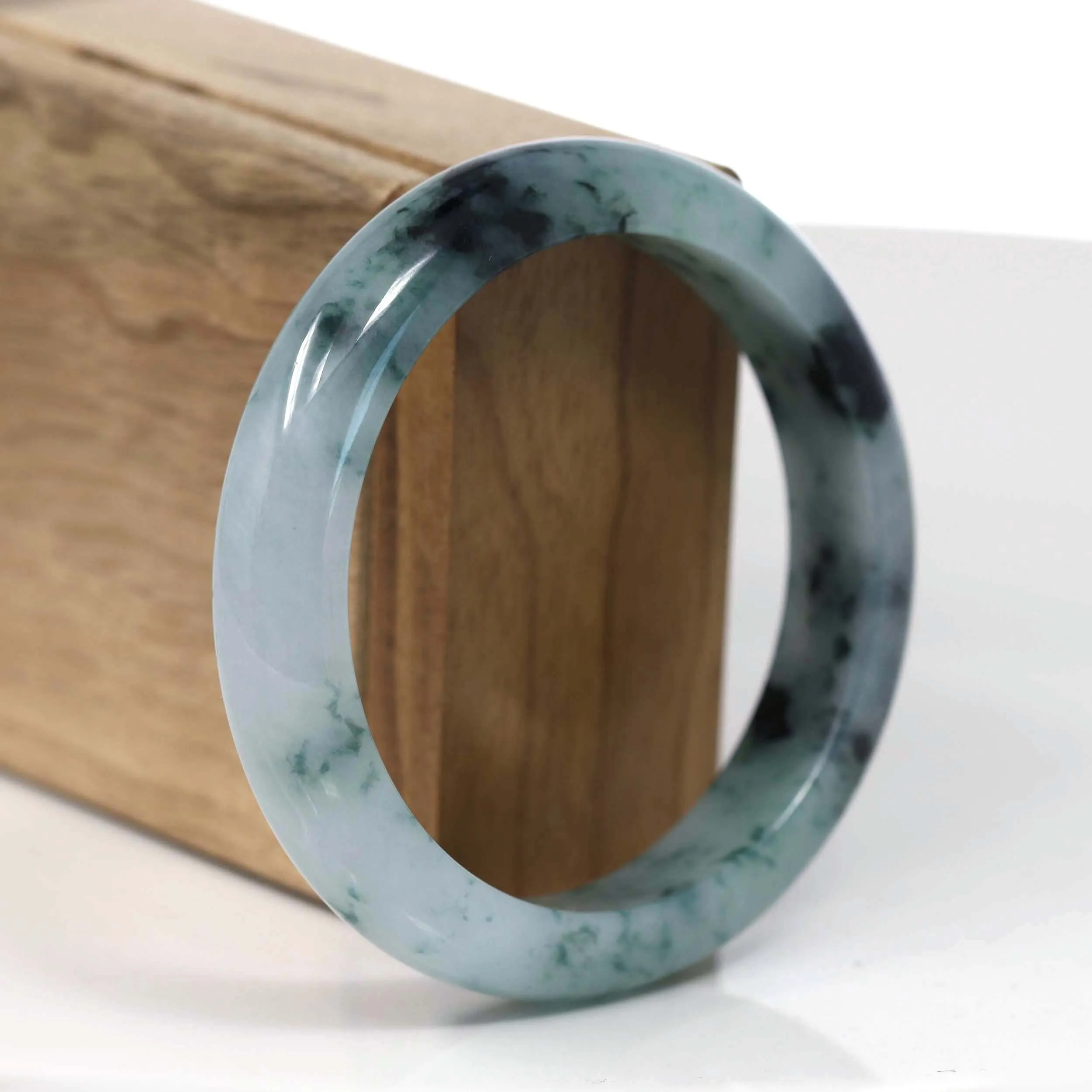 Baikalla Natural Burmese Blue-green Jadeite Jade Bangle Bracelet (58.03mm)#T149