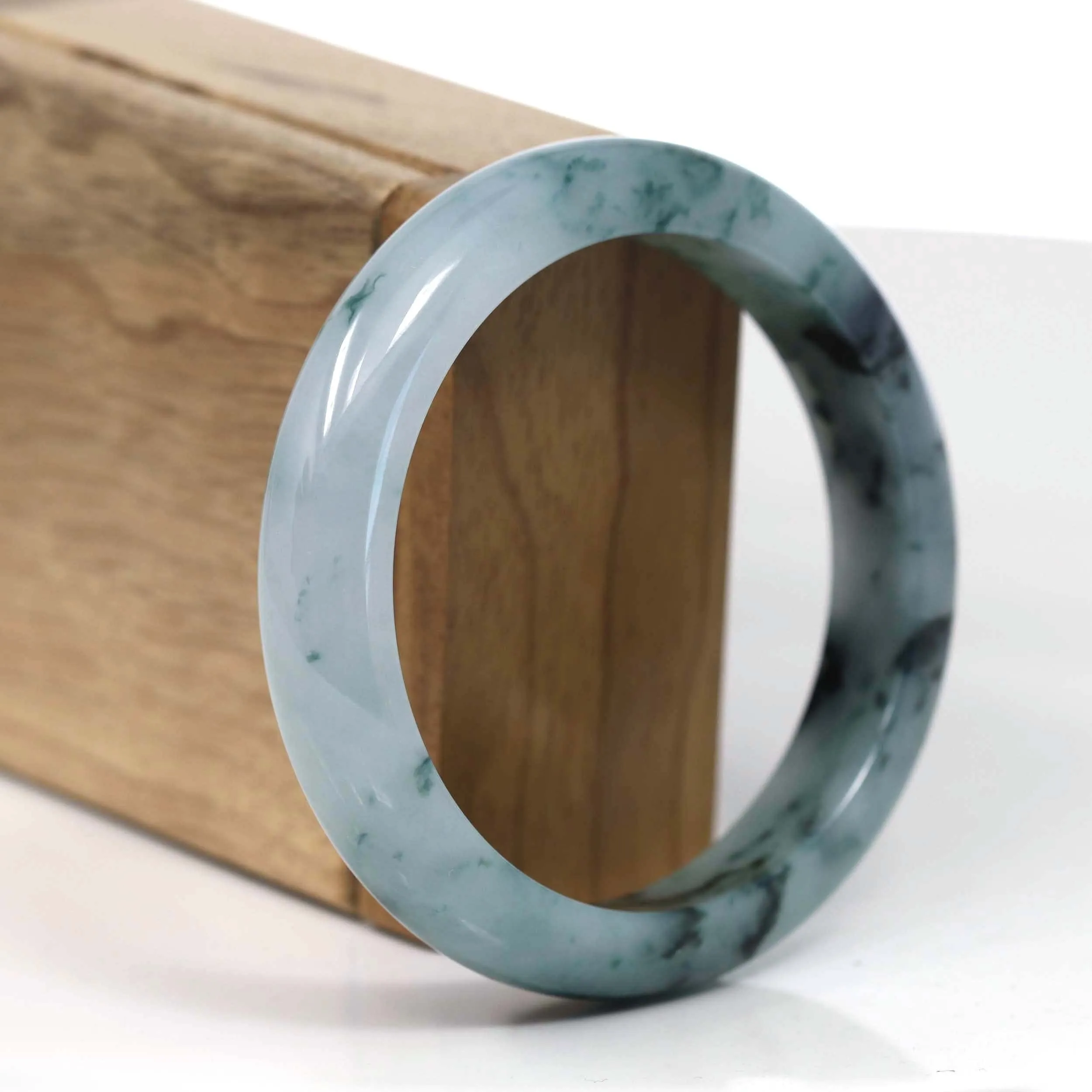 Baikalla Natural Burmese Blue-green Jadeite Jade Bangle Bracelet (58.03mm)#T149