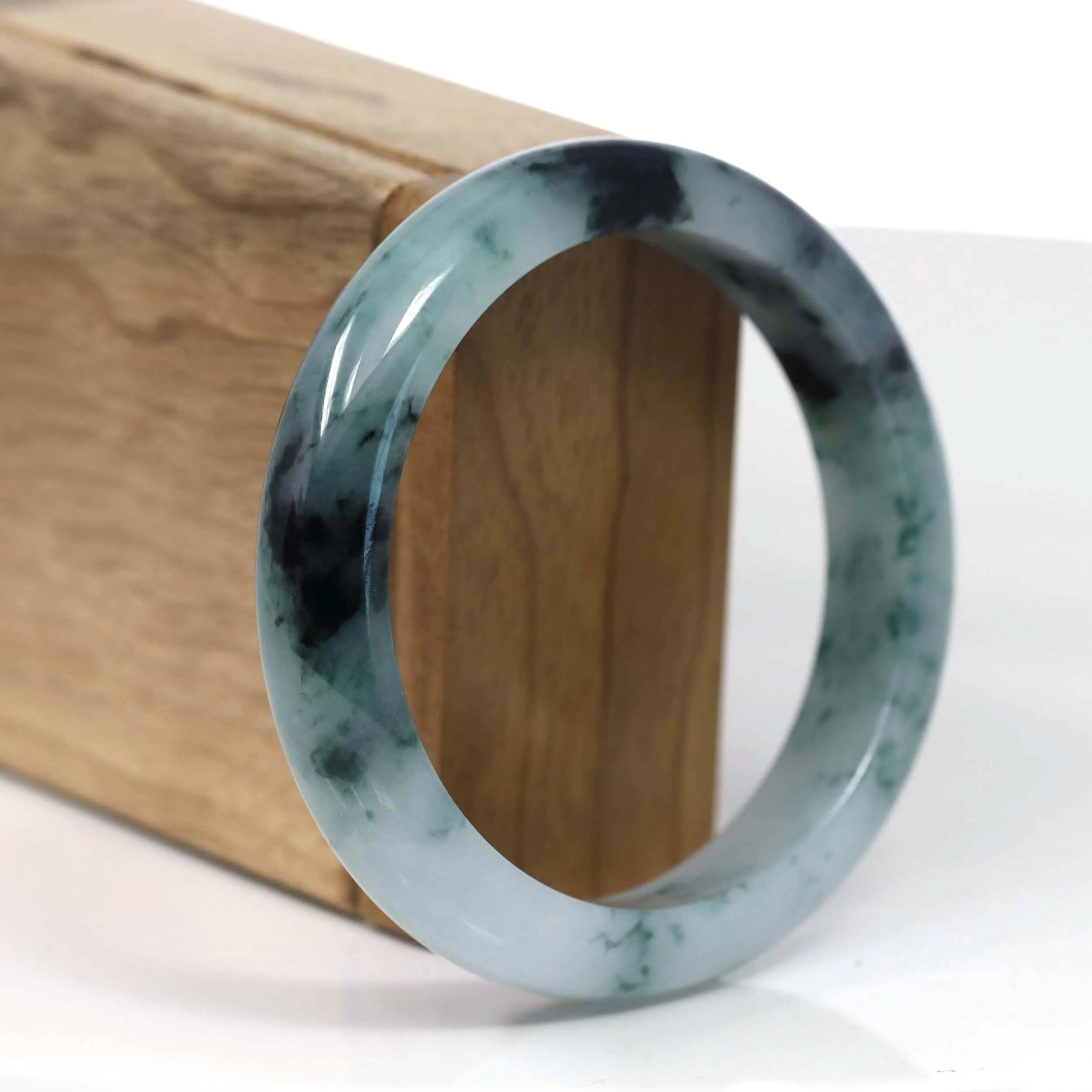 Baikalla Natural Burmese Blue-green Jadeite Jade Bangle Bracelet (58.03mm)#T149