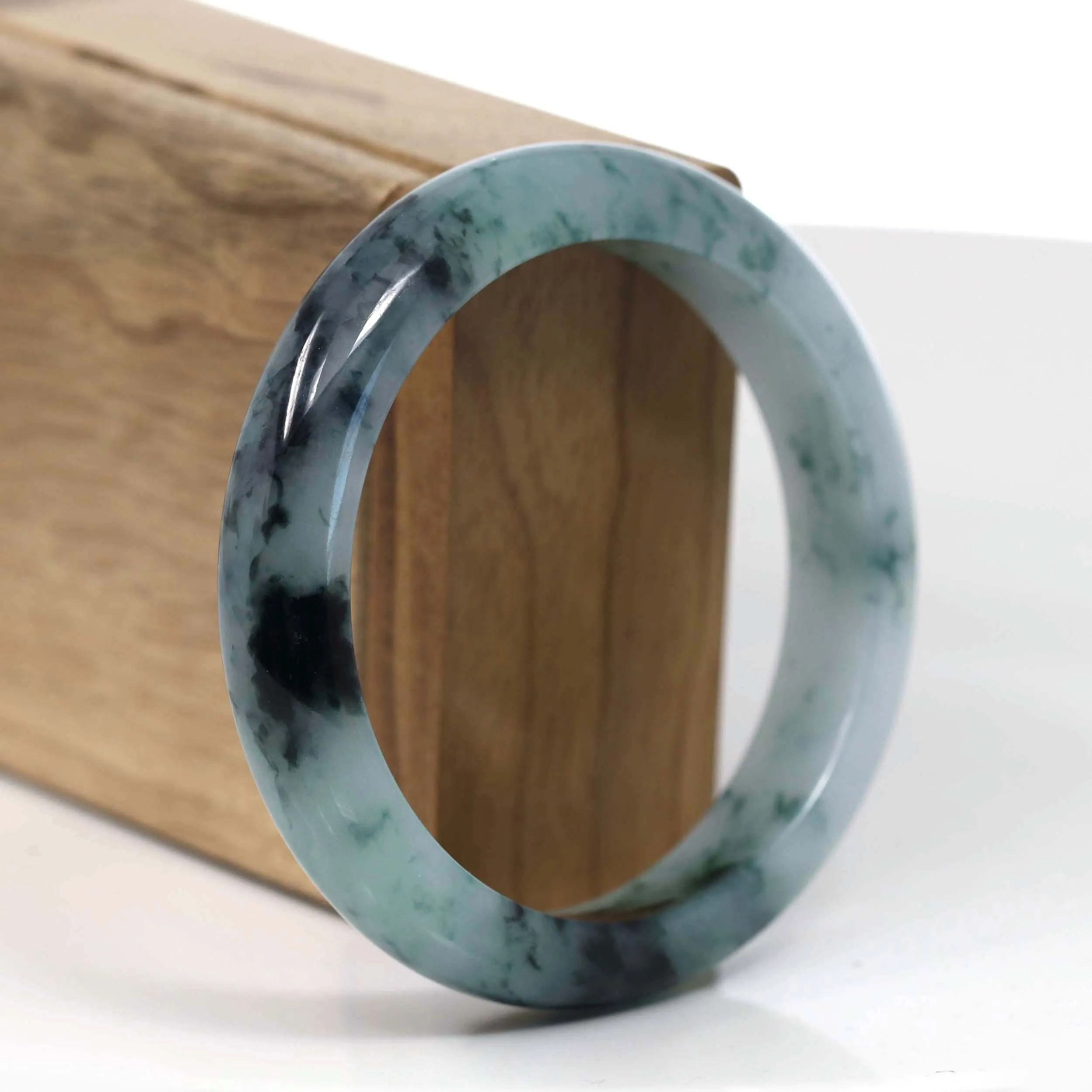 Baikalla Natural Burmese Blue-green Jadeite Jade Bangle Bracelet (58.03mm)#T149