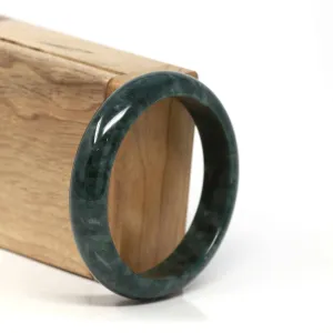 Baikalla™ "Classic Bangle" Genuine Burmese Dark Green Jadeite Jade Bangle Bracelet (57.5 mm) #197