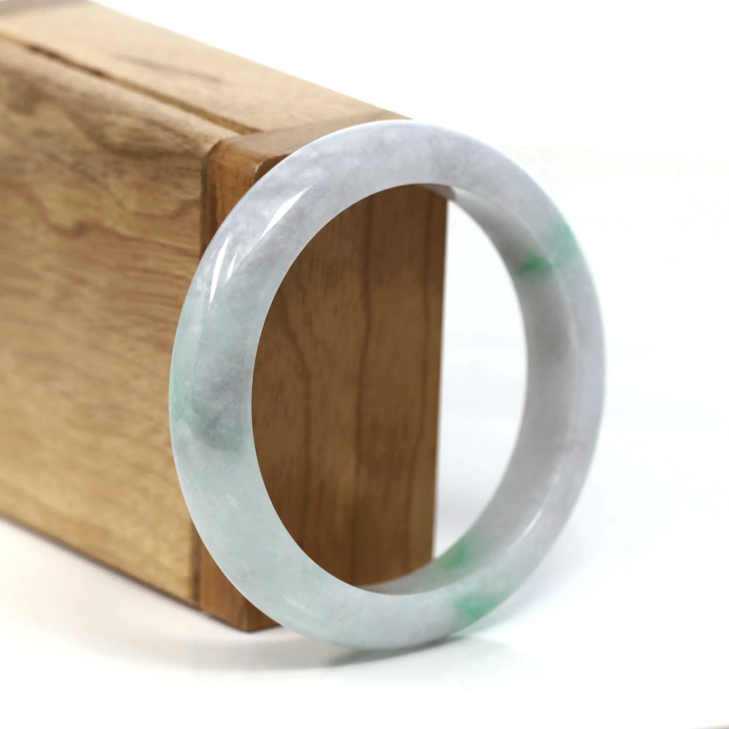 Baikalla™ "Classic Bangle" Genuine Burmese Green Jadeite Jade Bangle Bracelet (55.06mm) #T211