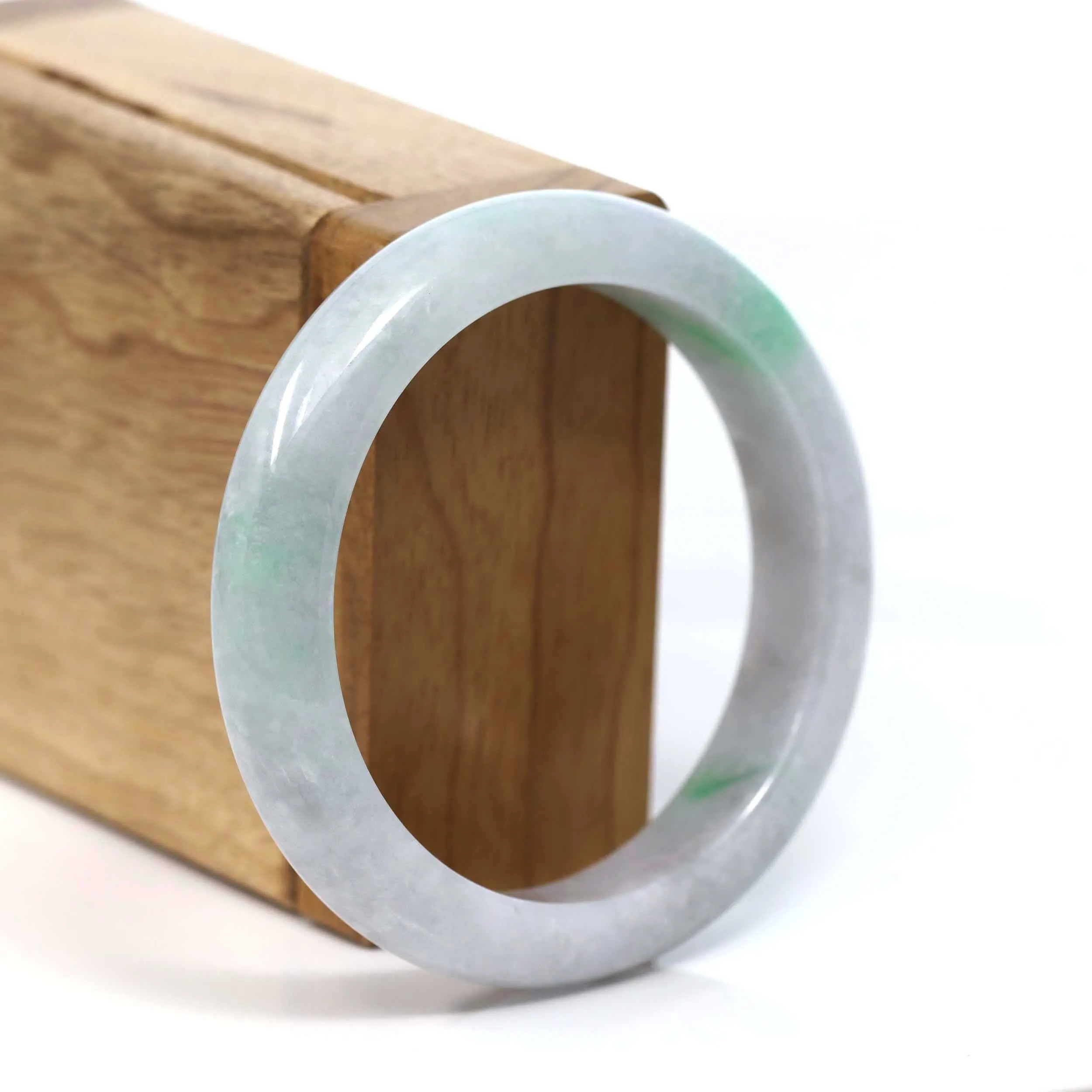 Baikalla™ "Classic Bangle" Genuine Burmese Green Jadeite Jade Bangle Bracelet (55.06mm) #T211