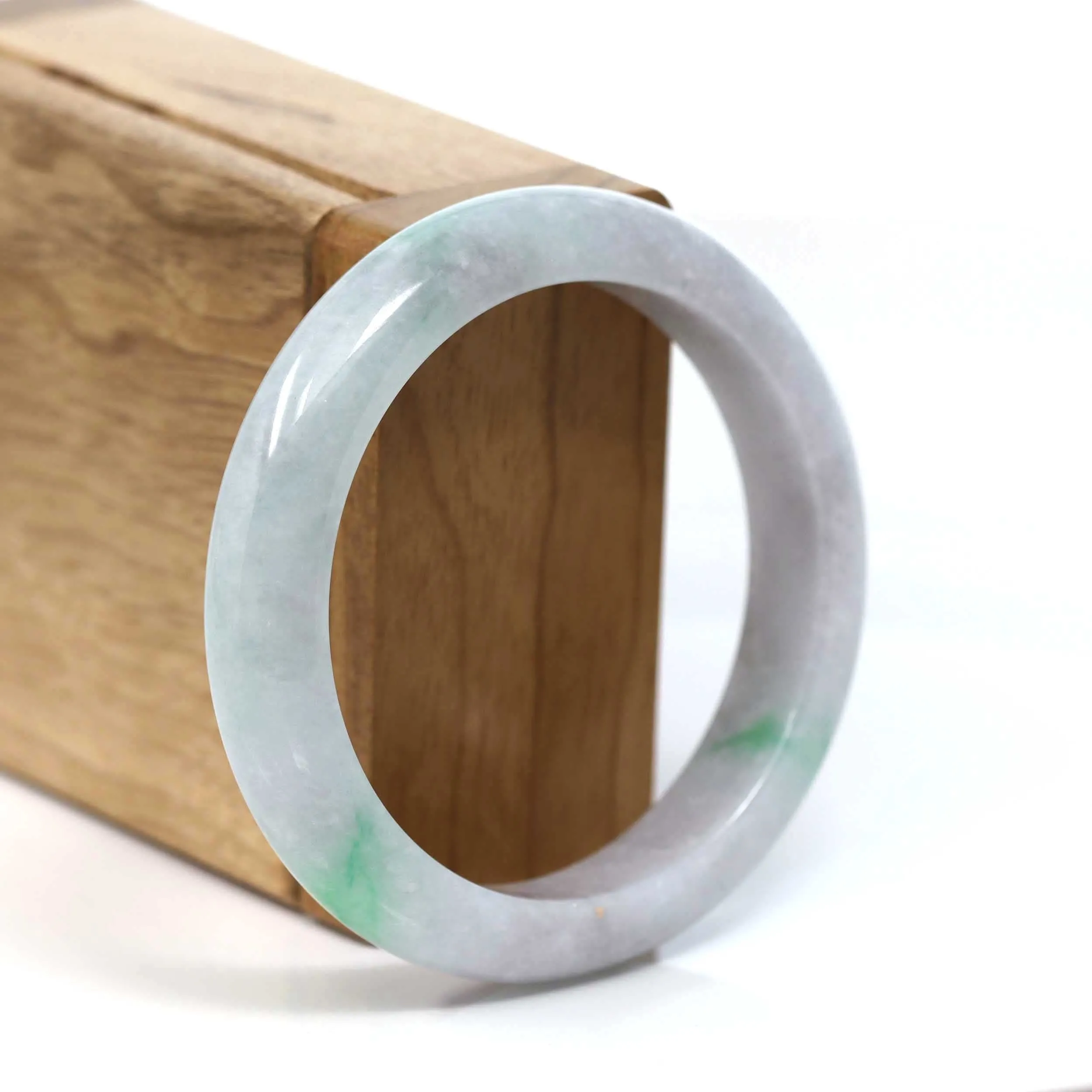 Baikalla™ "Classic Bangle" Genuine Burmese Green Jadeite Jade Bangle Bracelet (55.06mm) #T211