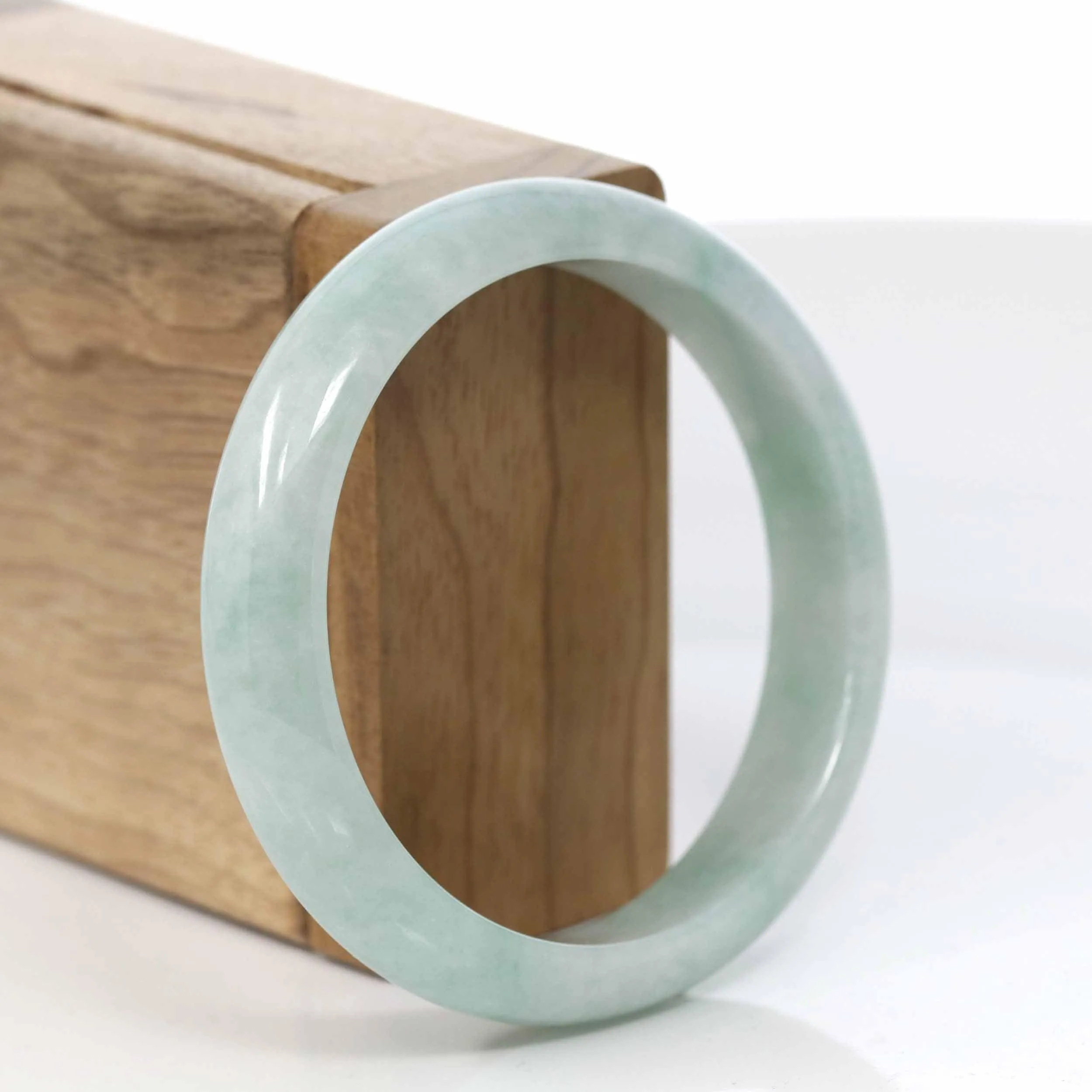 Baikalla™ "Classic Bangle" Genuine Burmese Green Jadeite Jade Bangle Bracelet (57.05 mm) #427