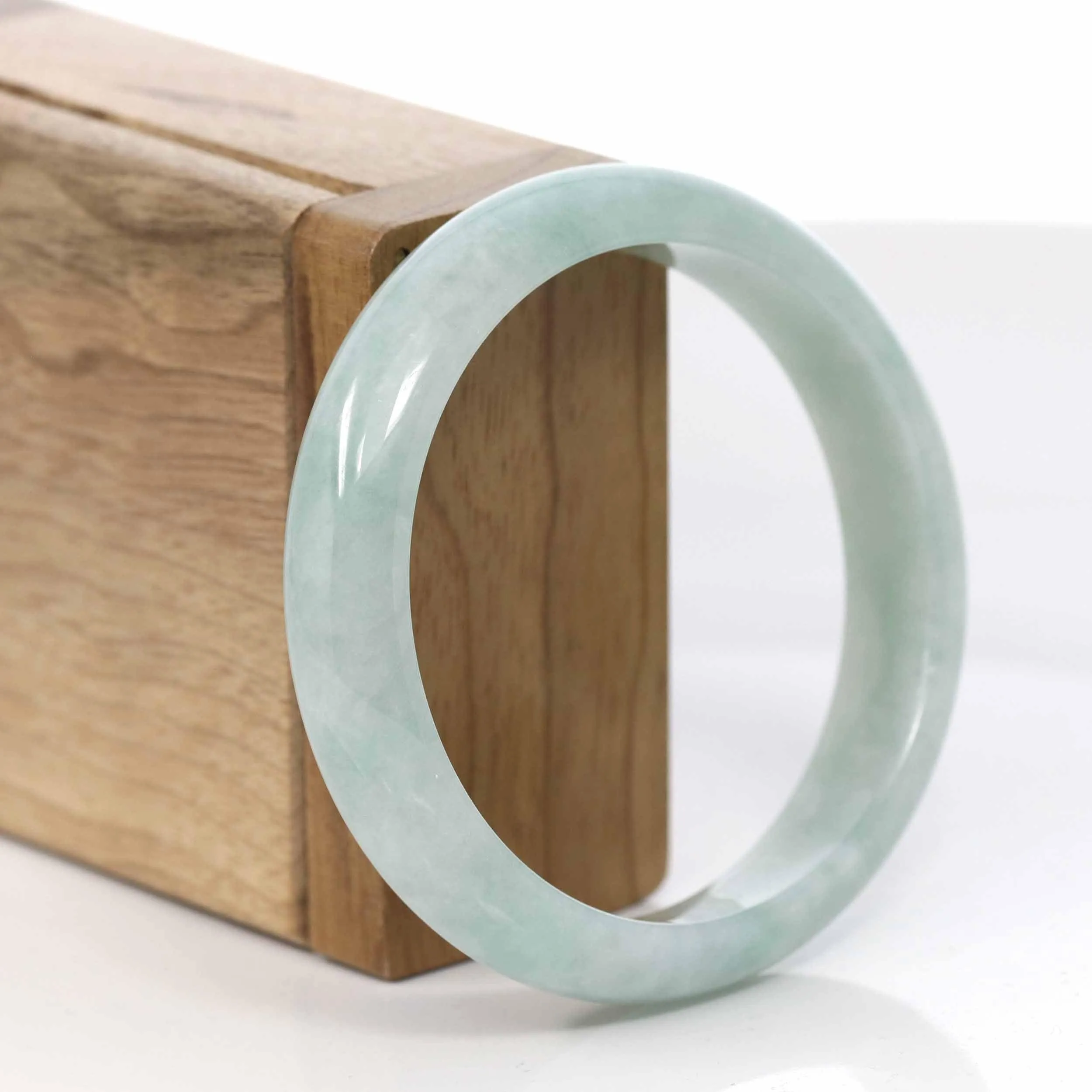 Baikalla™ "Classic Bangle" Genuine Burmese Green Jadeite Jade Bangle Bracelet (57.05 mm) #427