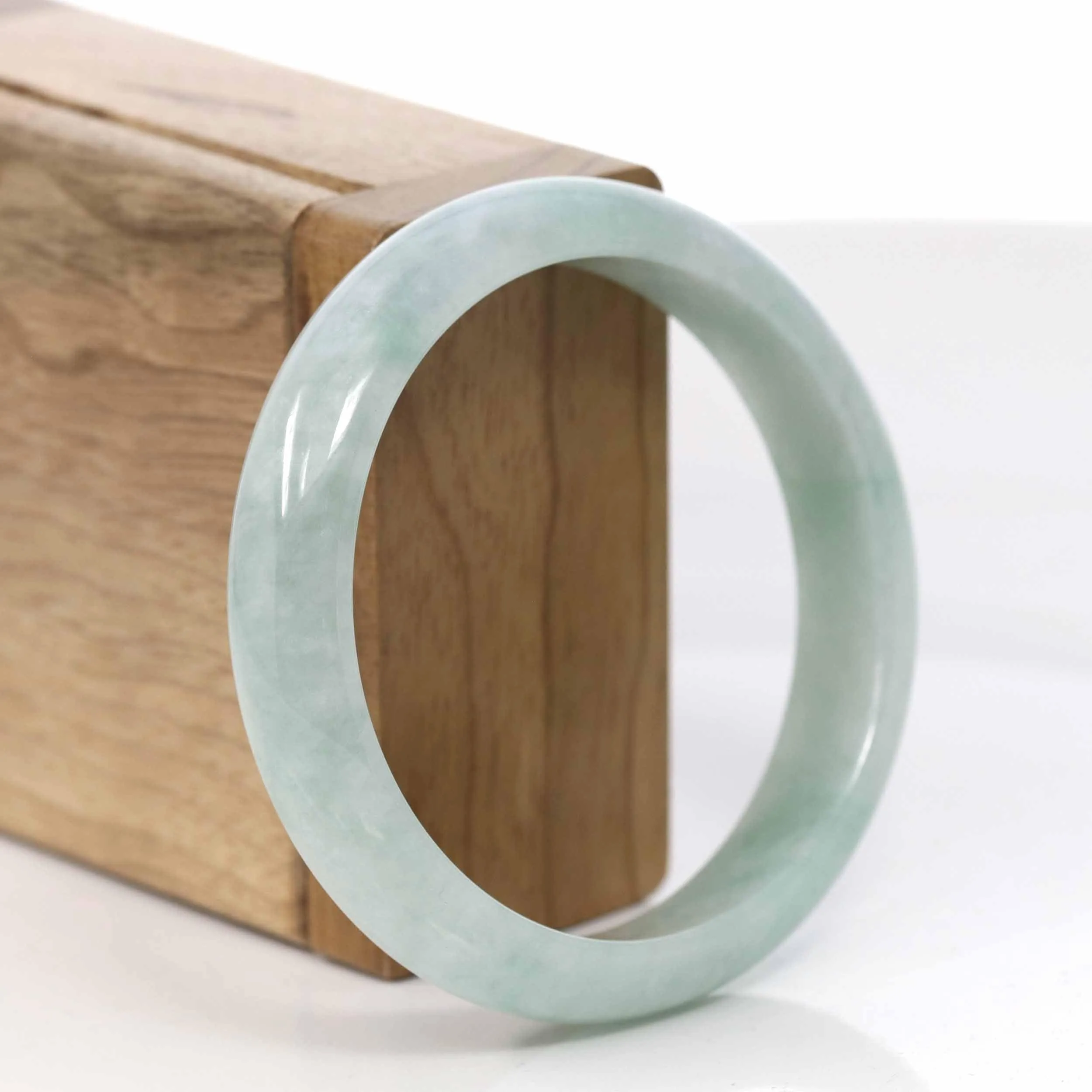 Baikalla™ "Classic Bangle" Genuine Burmese Green Jadeite Jade Bangle Bracelet (57.05 mm) #427