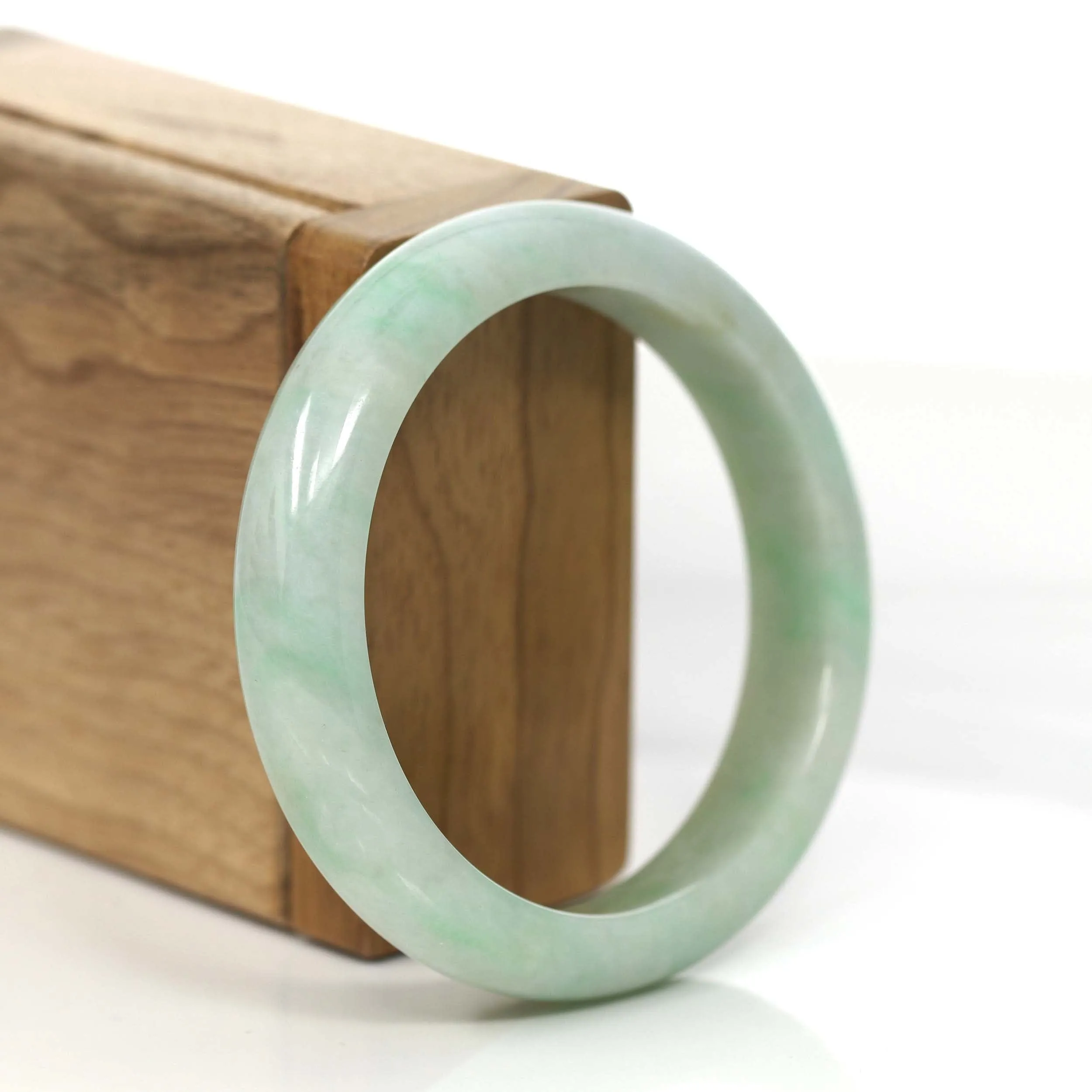 Baikalla "Classic Bangle" Green Natural Burmese Jadeite Jade Bangle (55.35 mm) #824