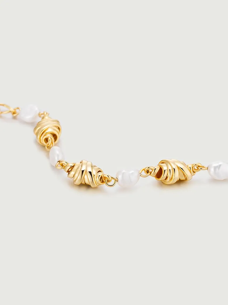 Baroque Pearl Cascade Croissant Bracelet