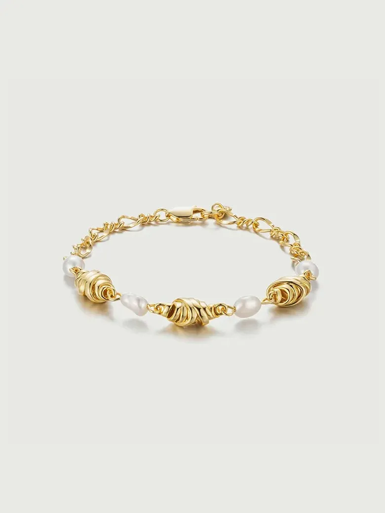 Baroque Pearl Cascade Croissant Bracelet