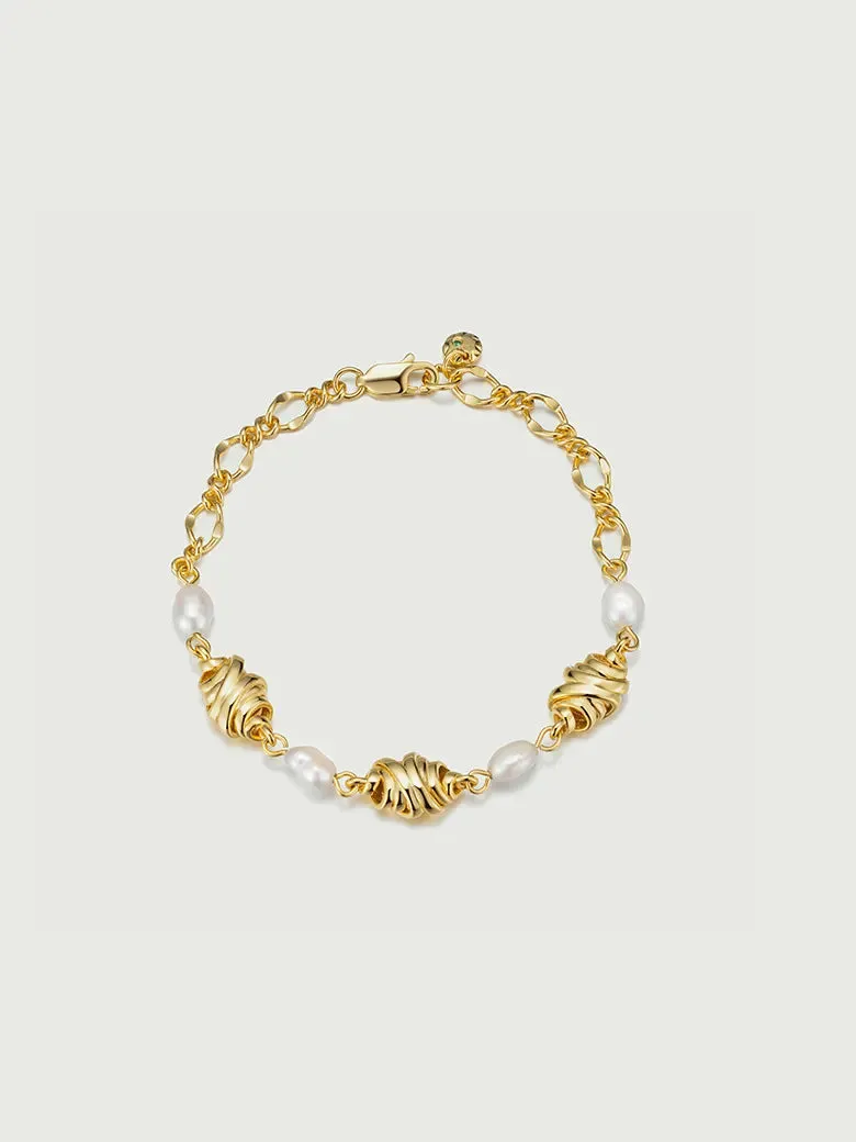 Baroque Pearl Cascade Croissant Bracelet