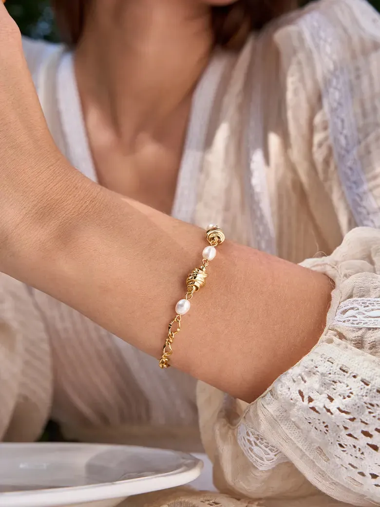 Baroque Pearl Cascade Croissant Bracelet