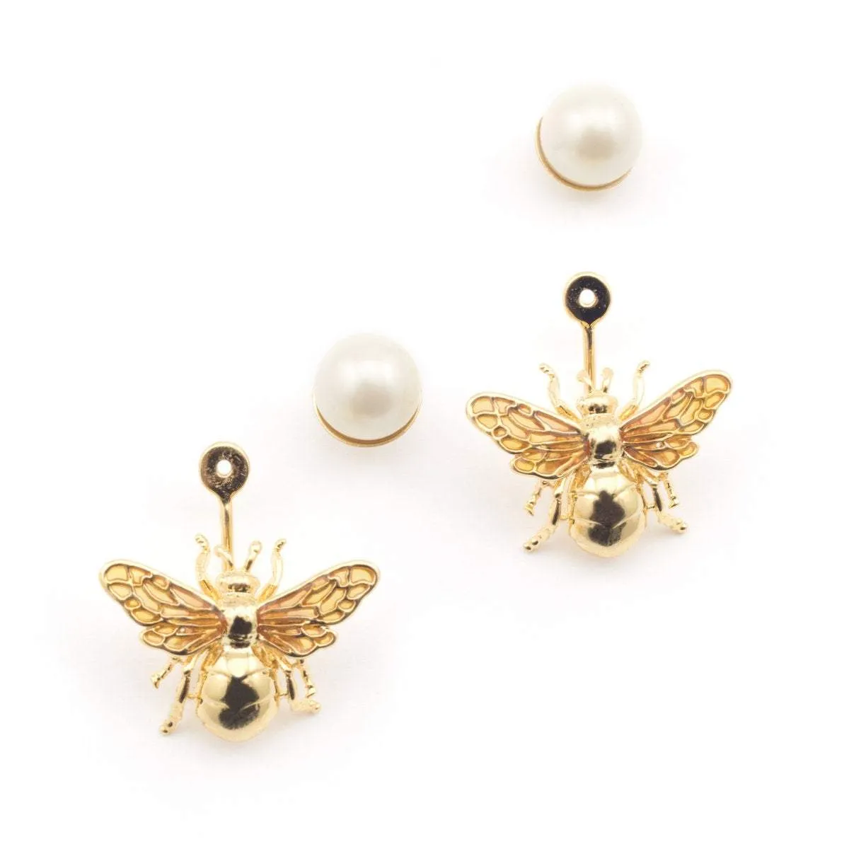 Bee Pearl Earrings by Bill Skinner Gold Plate