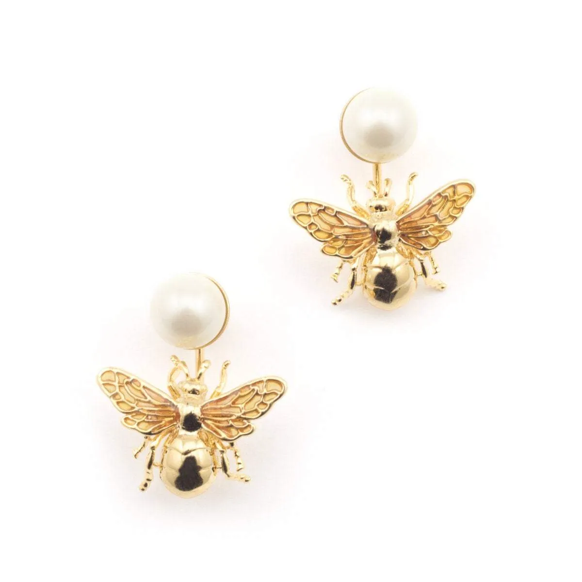 Bee Pearl Earrings by Bill Skinner Gold Plate