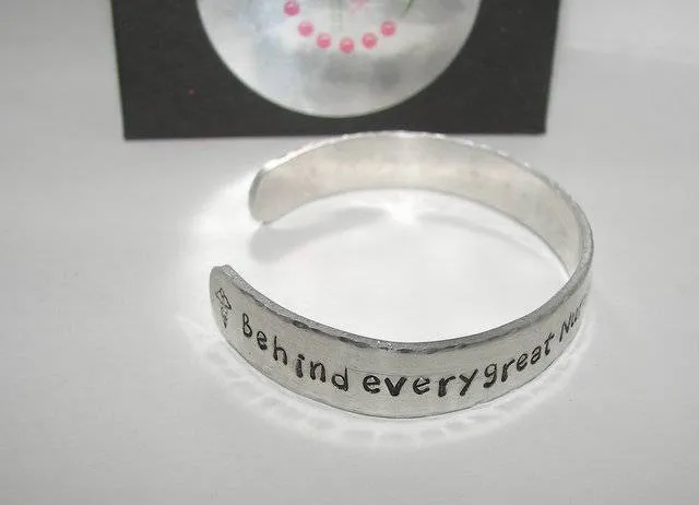 Behind every nurse is a great instructor Nurses instructor gift,  custom hand stamped cuff bracelet, gift for nursing graduation