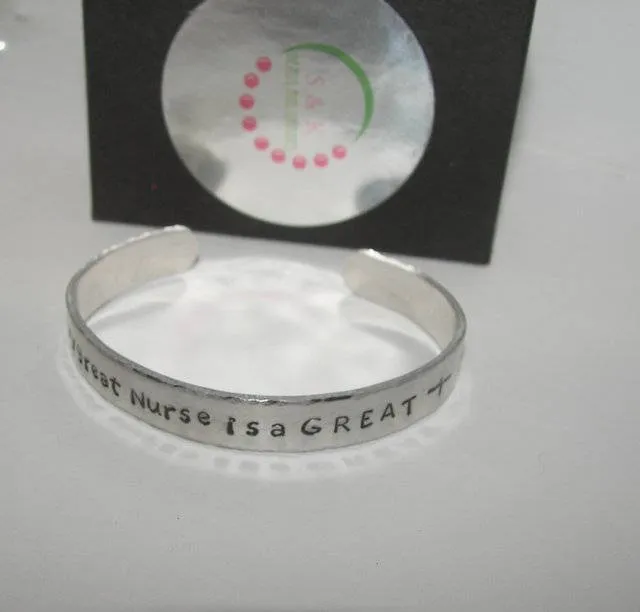 Behind every nurse is a great instructor Nurses instructor gift,  custom hand stamped cuff bracelet, gift for nursing graduation