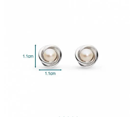 Bevel Trilogy Pearl Stud Earrings