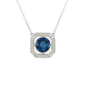 Bezel Set London Blue Topaz Necklace (I3767)