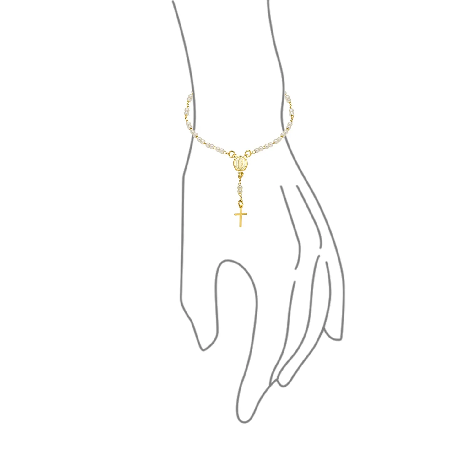 Black Crystal Virgin Mother Mary Rosary Prayer Bracelet Gold Plated