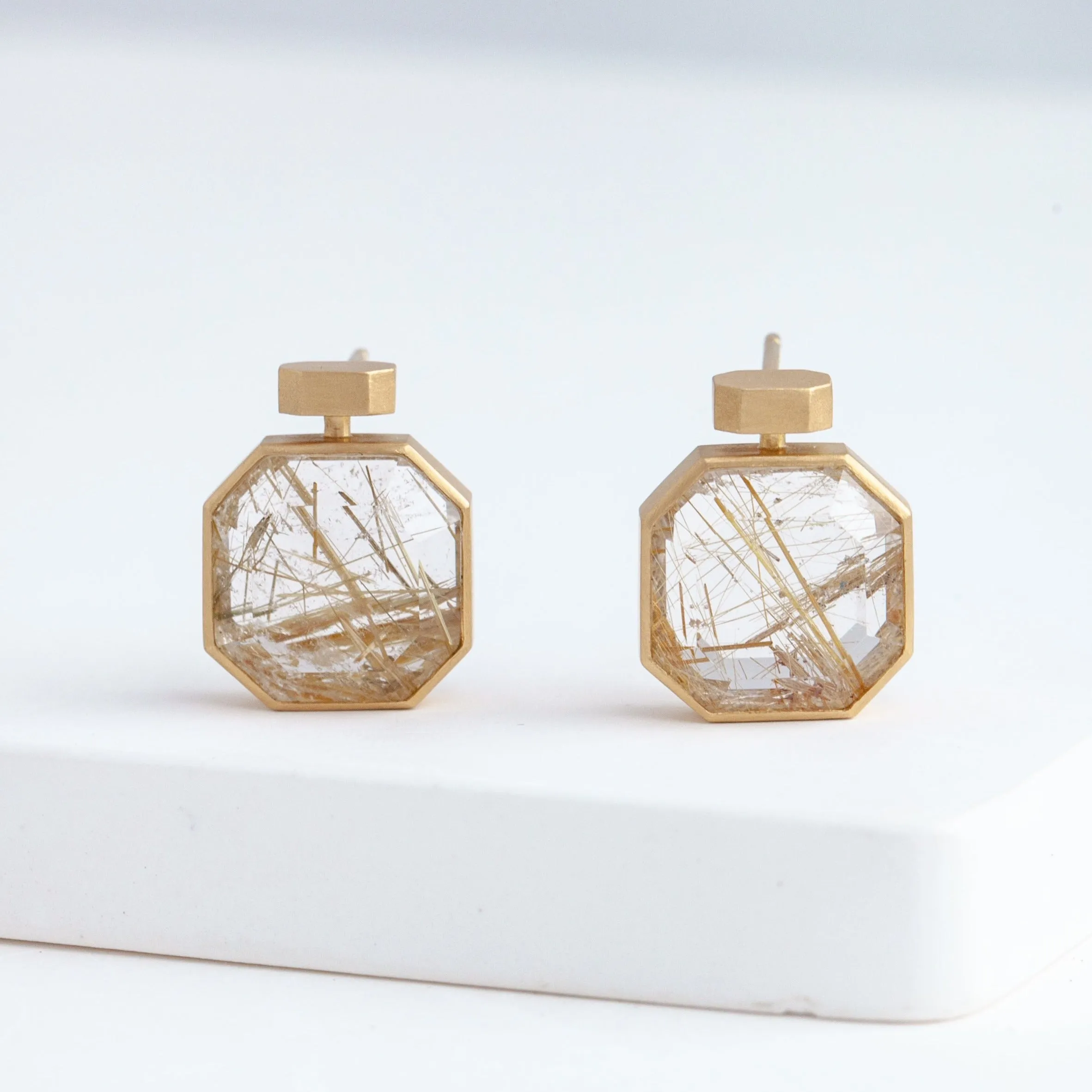 Bottle rutilated quartz earrings