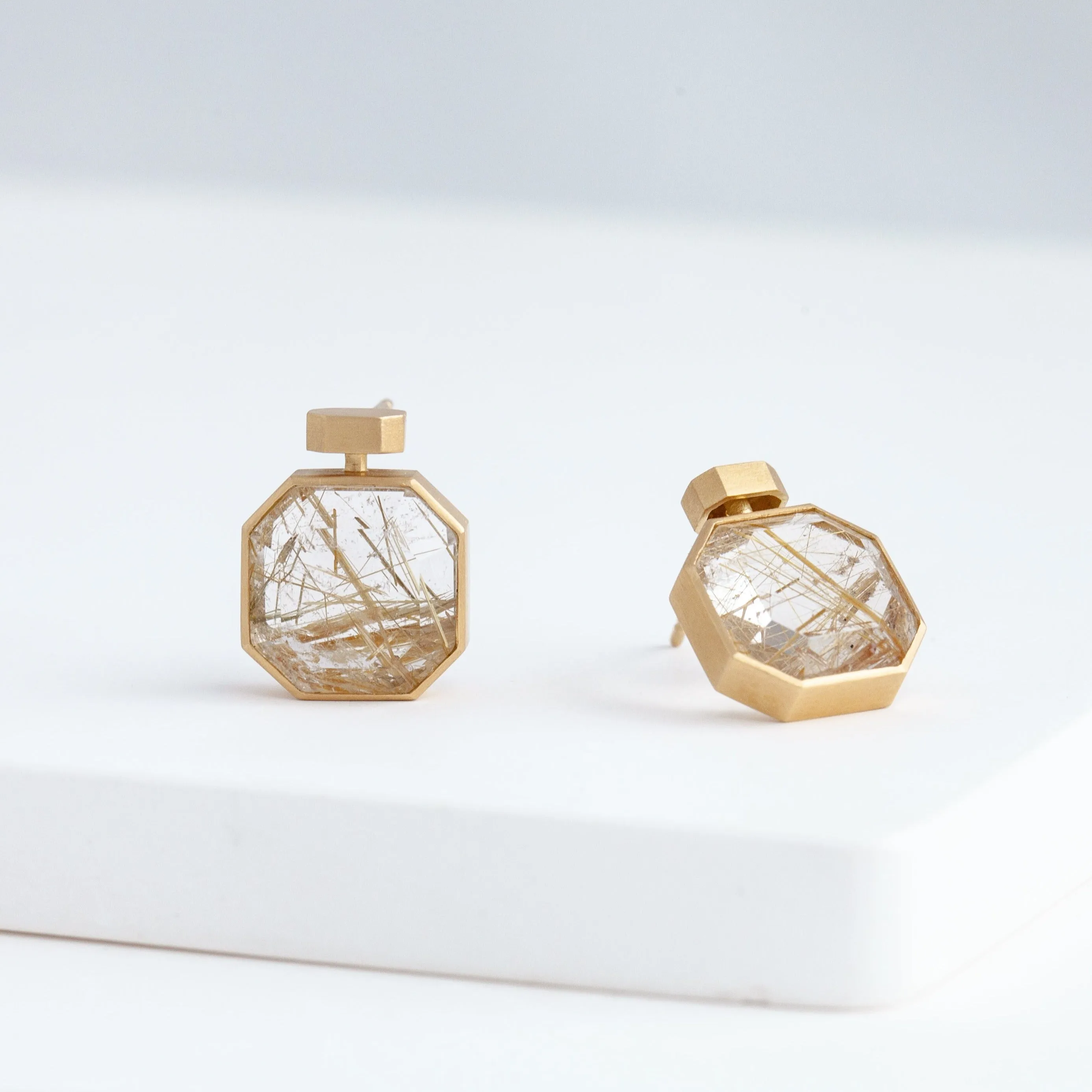 Bottle rutilated quartz earrings