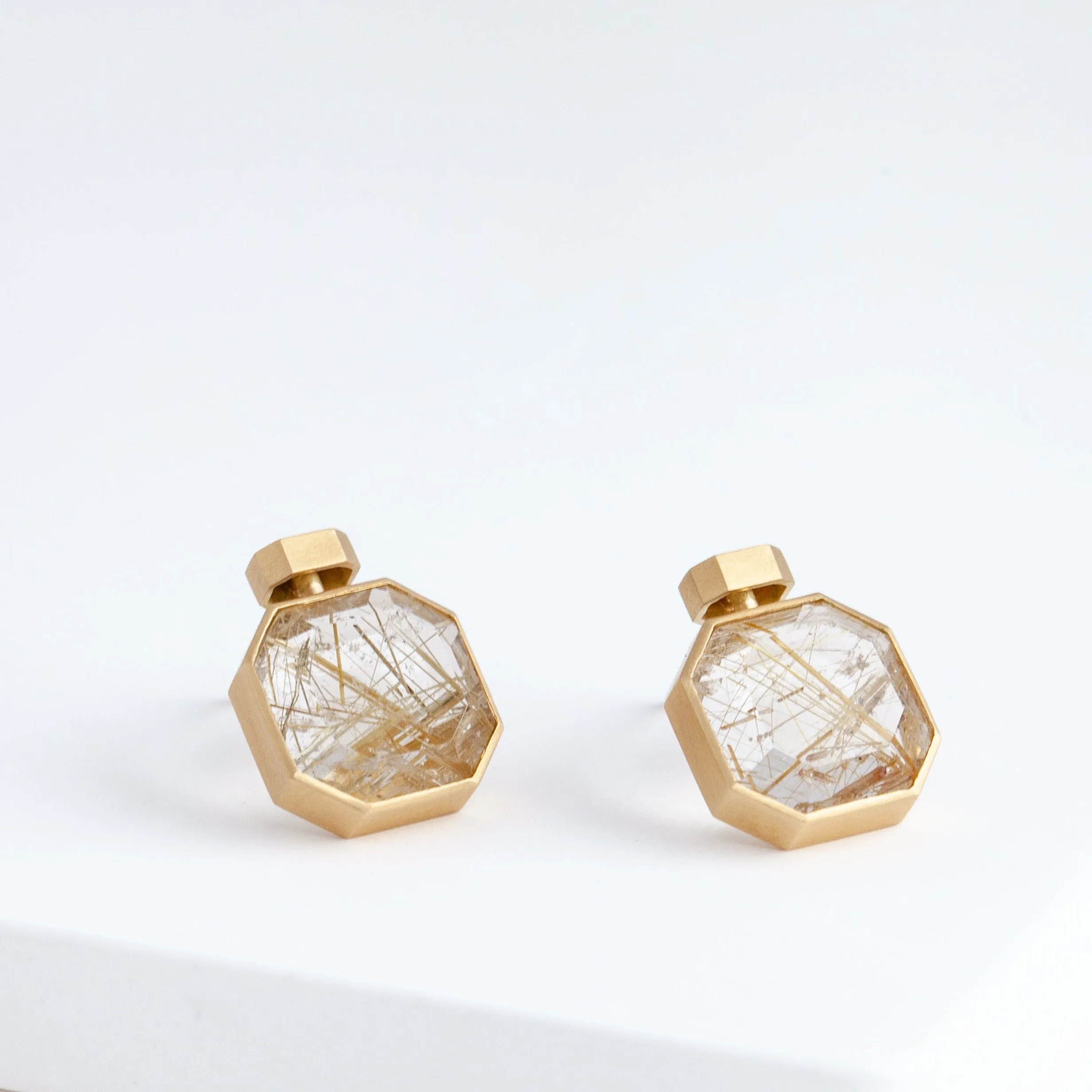 Bottle rutilated quartz earrings