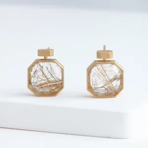 Bottle rutilated quartz earrings