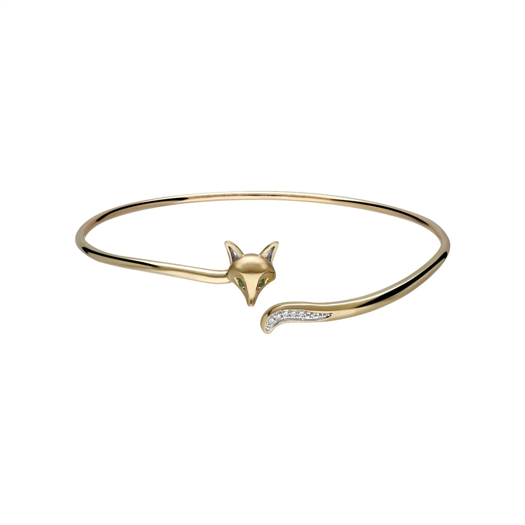 Bracelet Jonc Gardenia Renard avec Tsavorite et Saphir Blanc