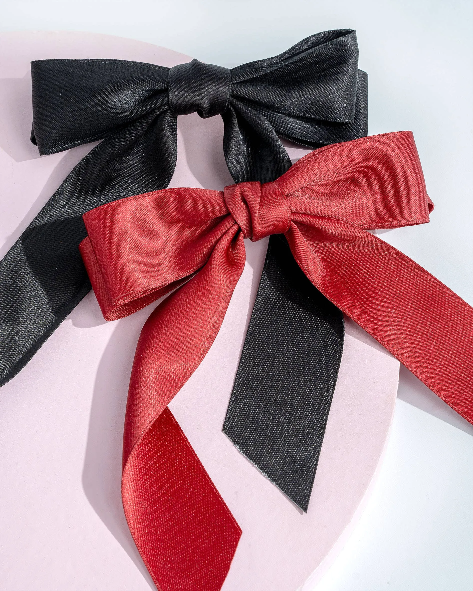 Brushworks Satin Hair Bow Duo – Red & Black
