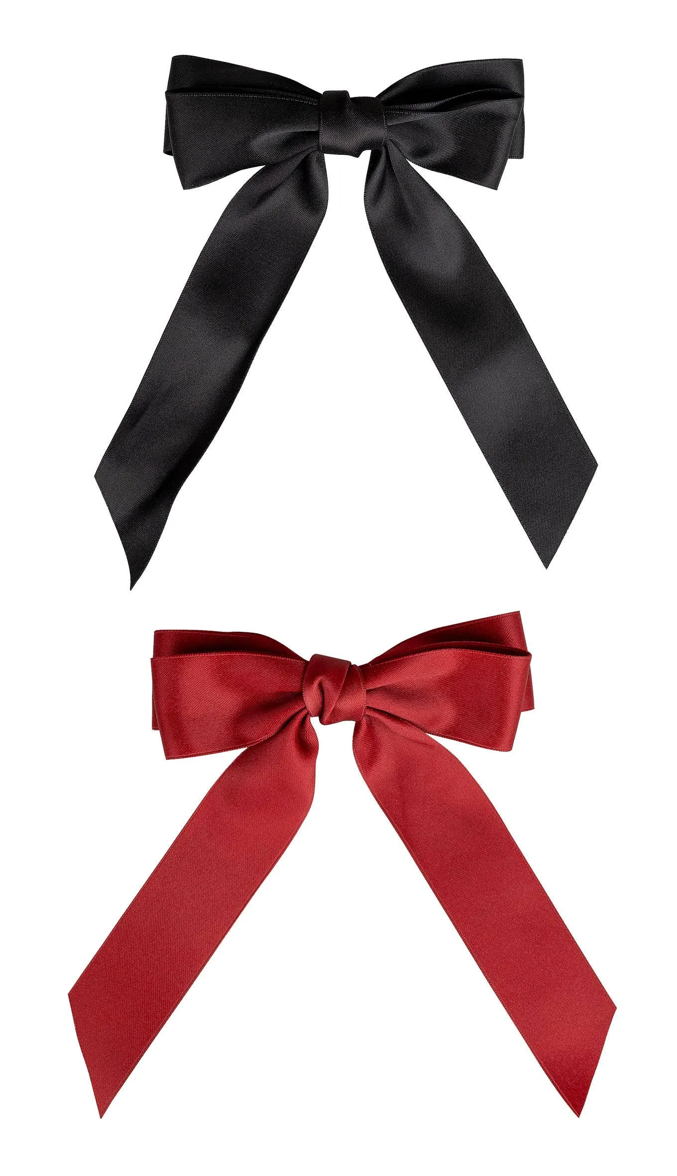 Brushworks Satin Hair Bow Duo – Red & Black