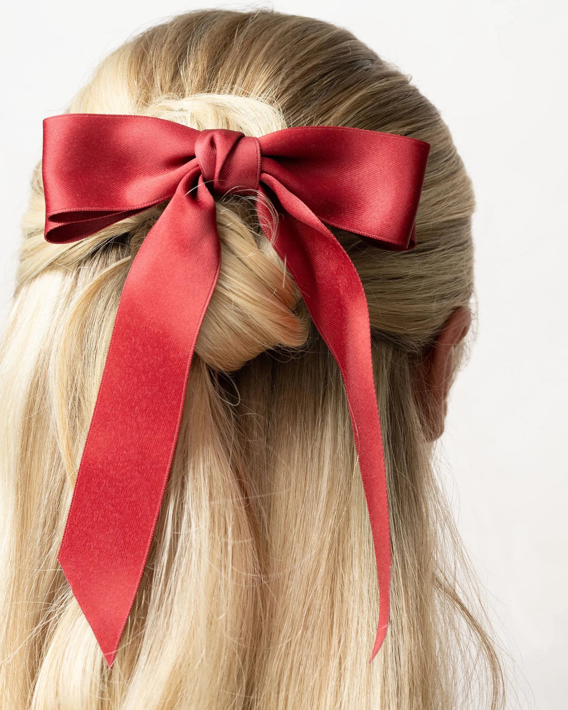 Brushworks Satin Hair Bow Duo – Red & Black