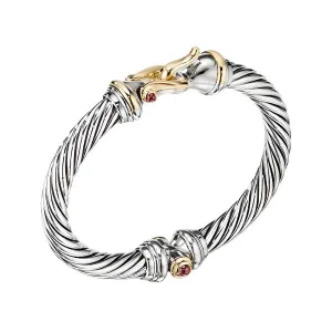 Cable Buckle Bracelet with 18K Yellow Gold and Rhodolite Garnet