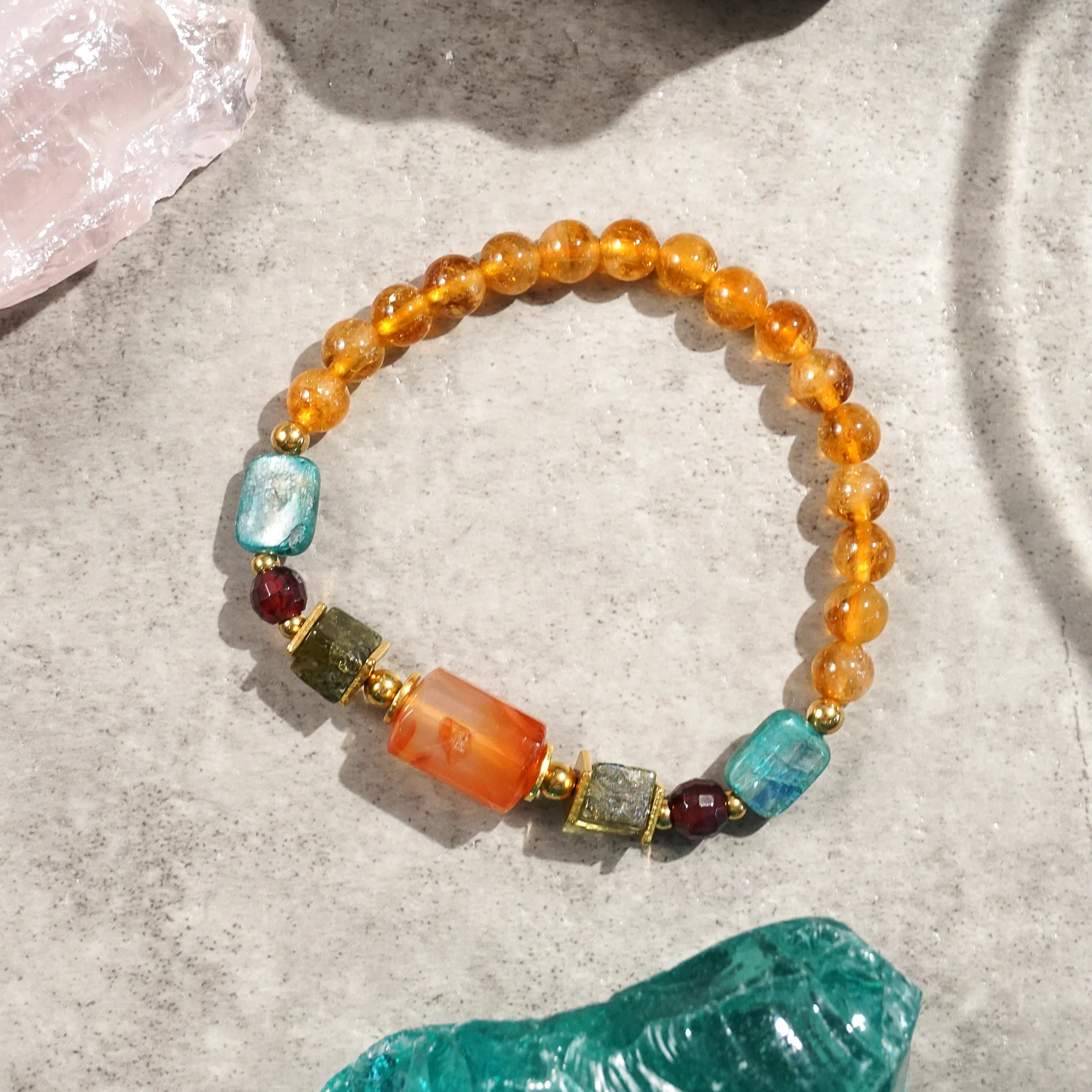 Carnelian, Garnet, Kyanite, and Citrine